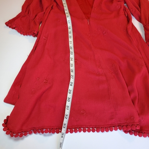 NWOT Lulus In the Meadow Backless Embroidered  Red Mini Dress Sz S - Picture 3 of 13